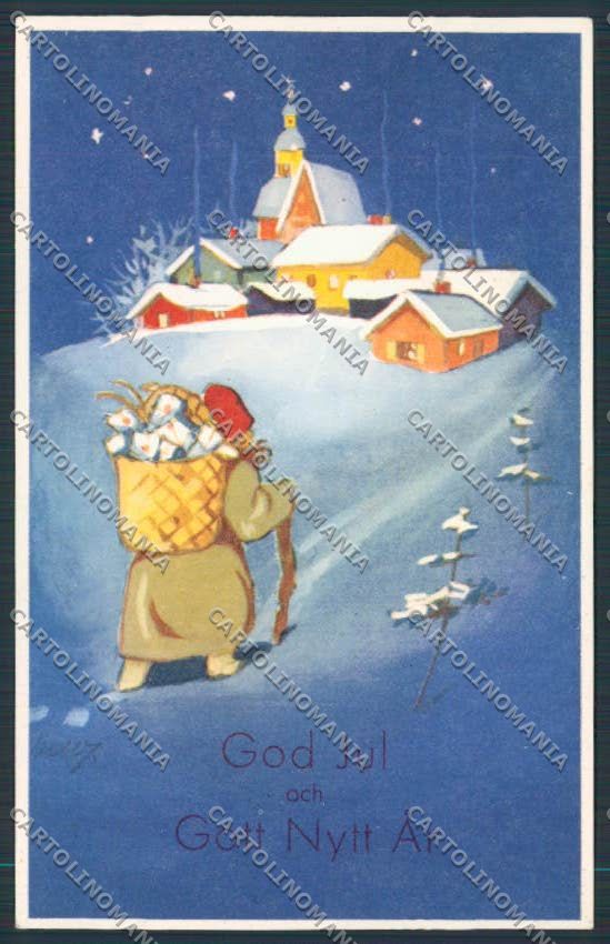 Artist Santa Christmas postcard cartolina BB7026 – fronte