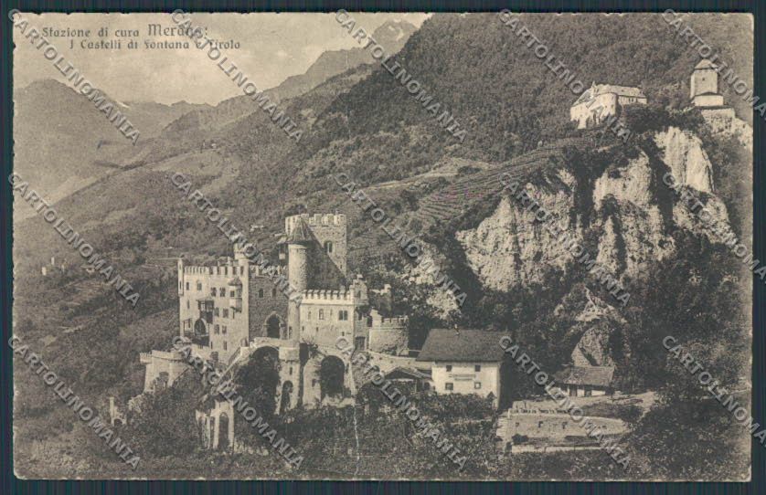 Bolzano Merano Castello Fontana Tirolo PIEGATA cartolina BB7162 – fronte