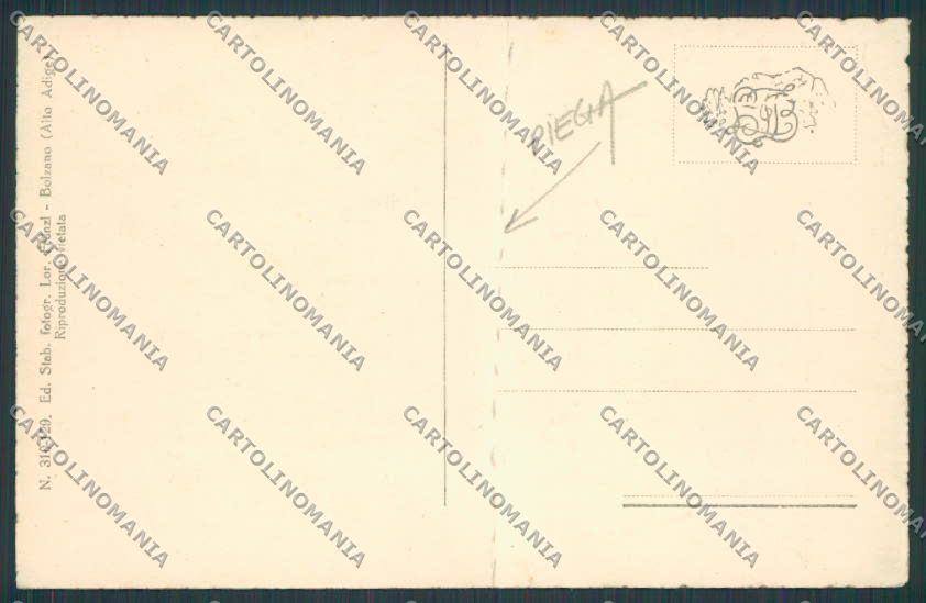 Bolzano Merano Castello Fontana Tirolo PIEGATA cartolina BB7162 – retro