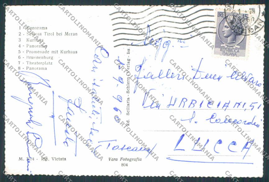 Bolzano Merano Vedutine  foto cartolina BB7175 – retro
