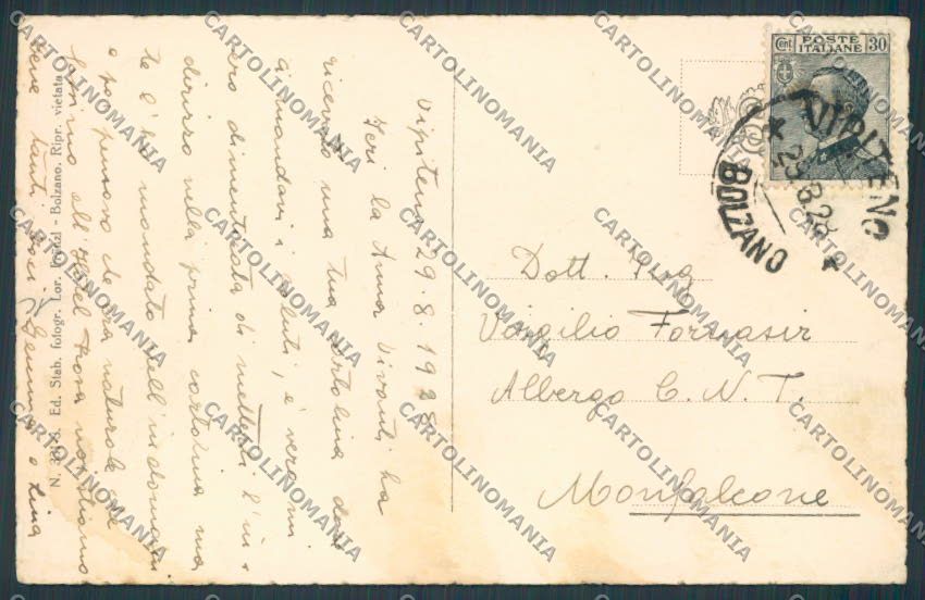 Bolzano Vipiteno Sterzing Municipio cartolina BB7203 – retro