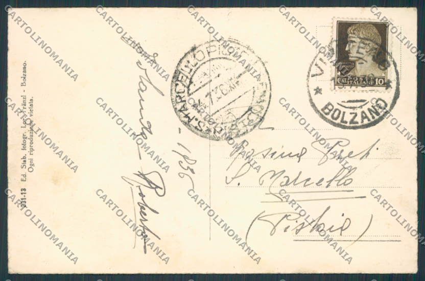 Bolzano Vipiteno Sterzing cartolina BB7205 – retro