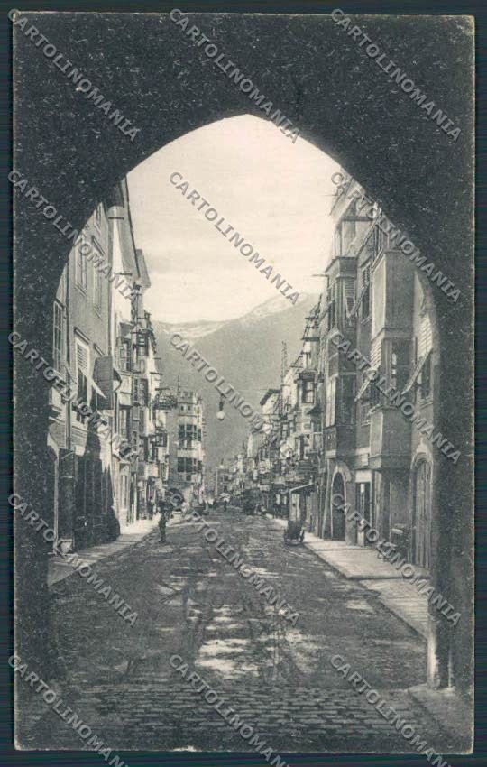 Bolzano Vipiteno Sterzing Via Vittorio EmanueleIII PIEGHINA cartolina BB7209 – fronte
