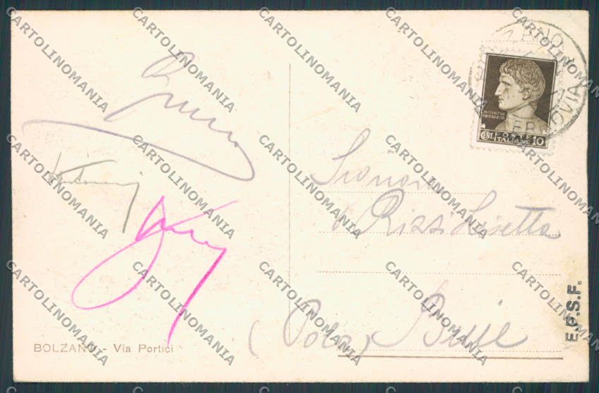 Bolzano Città Via Portici cartolina BB7256 – retro
