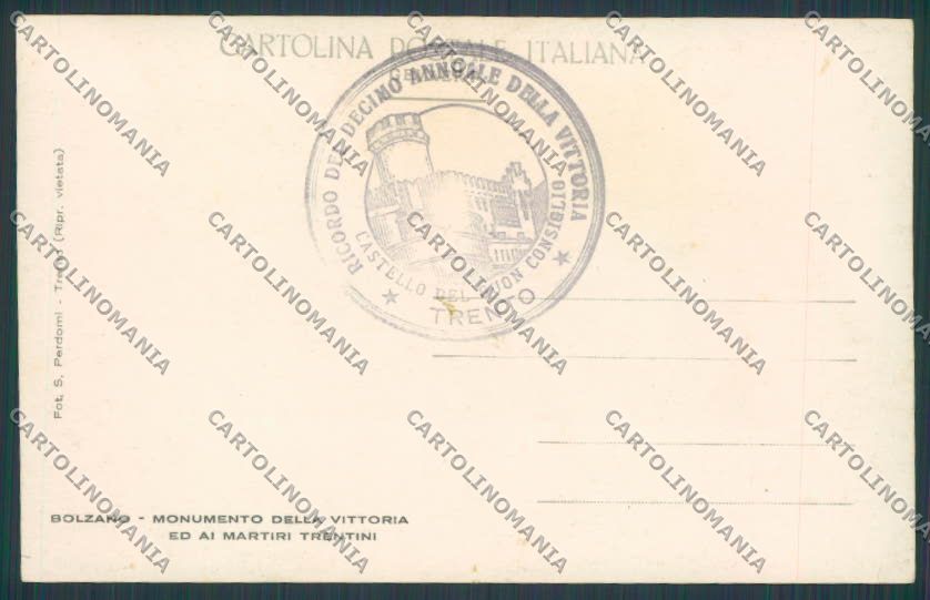 Bolzano Città Monumento della Vittoria foto cartolina BB7299 – retro