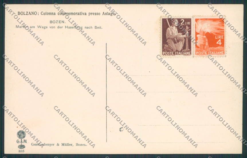 Bolzano Asiago Colonna Commemorativa cartolina BB7320 – retro