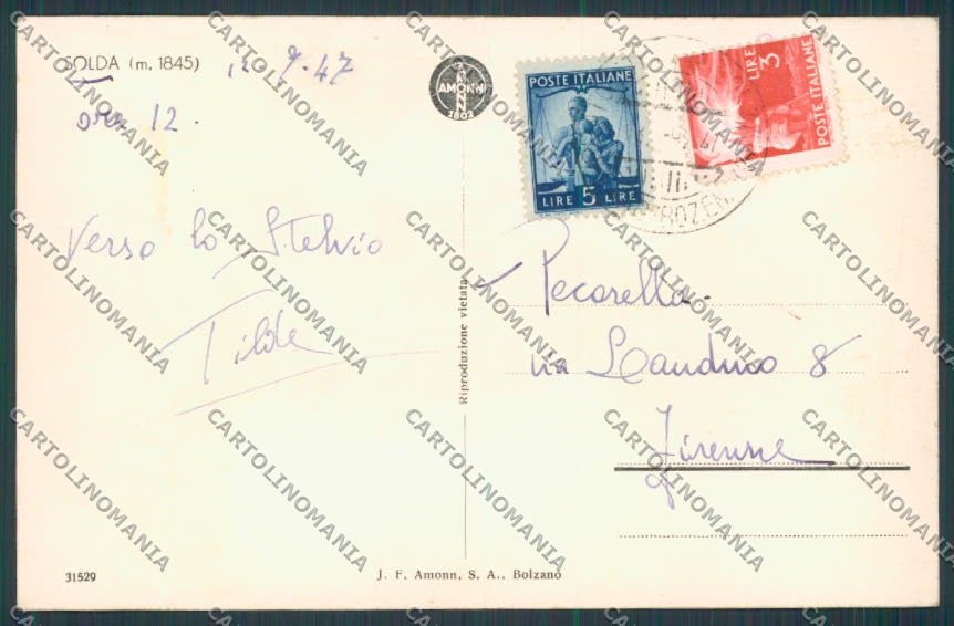 Bolzano Stelvio Solda Panorama foto cartolina BB7379 – retro