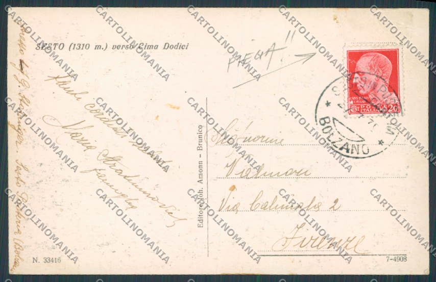 Bolzano Sesto Panorama PIEGA cartolina BB7410 – retro