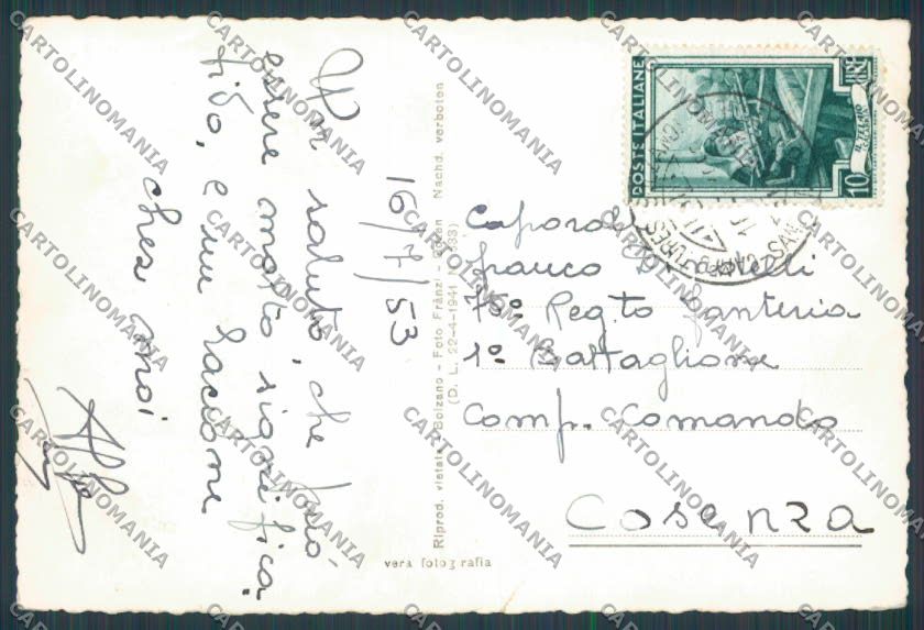 Bolzano Tures vedutine PIEGHINA foto cartolina BB7415 – retro
