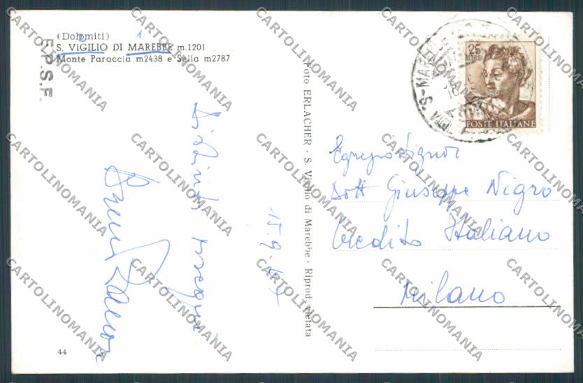 Bolzano San Vigilio Marebbe Chiesa foto cartolina BB7433 – retro