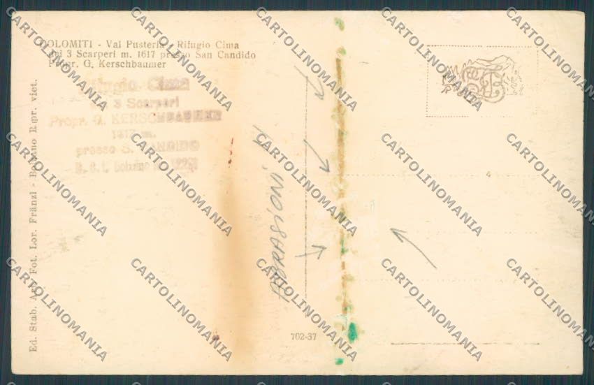 Bolzano Pusteria Rifugio Scarperi ABRASA foto cartolina BB7443 – retro