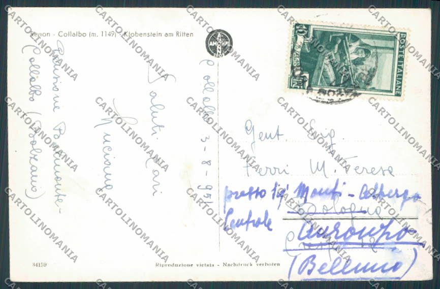 Bolzano Renon Collalbo foto cartolina BB7448 – retro