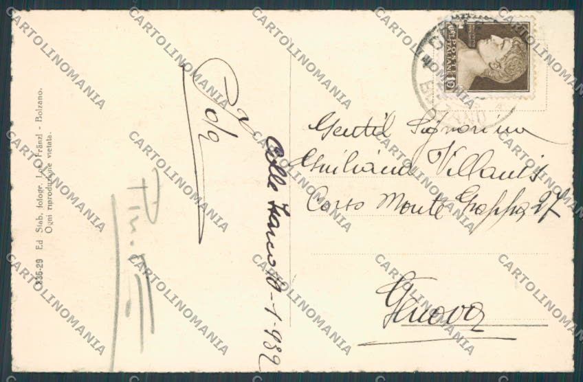 Bolzano Colle Isarco Panorama cartolina BB7449 – retro