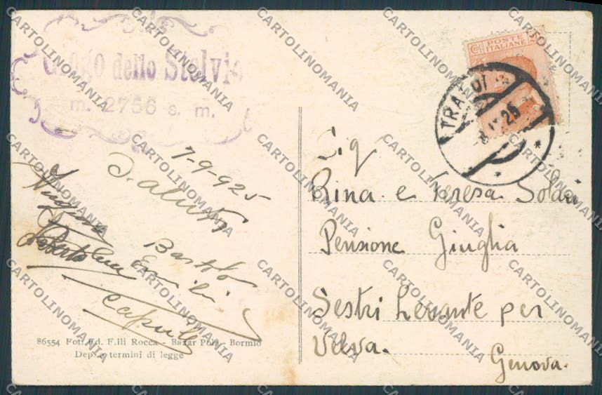 Sondrio Bormio Stelvio Discesa dal Giogo cartolina BB7497 – retro