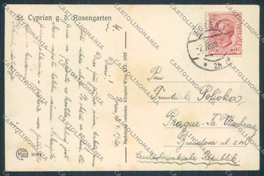Bolzano San Cipriano cartolina BB7504 – retro