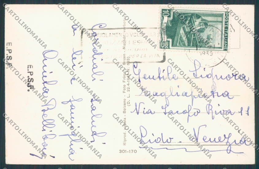 Bolzano Sopra cartolina BB7549 – retro