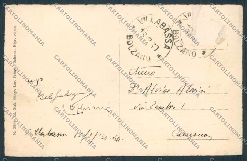 Bolzano Villabassa PIEGHINA cartolina BB7581 – retro