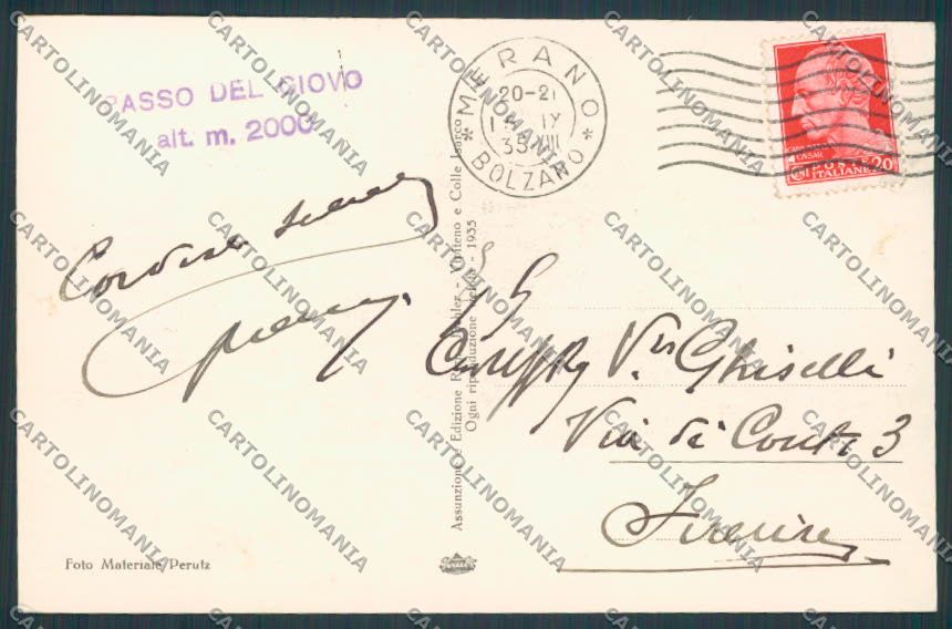 Bolzano Passo del Giovo foto cartolina BB7591 – retro