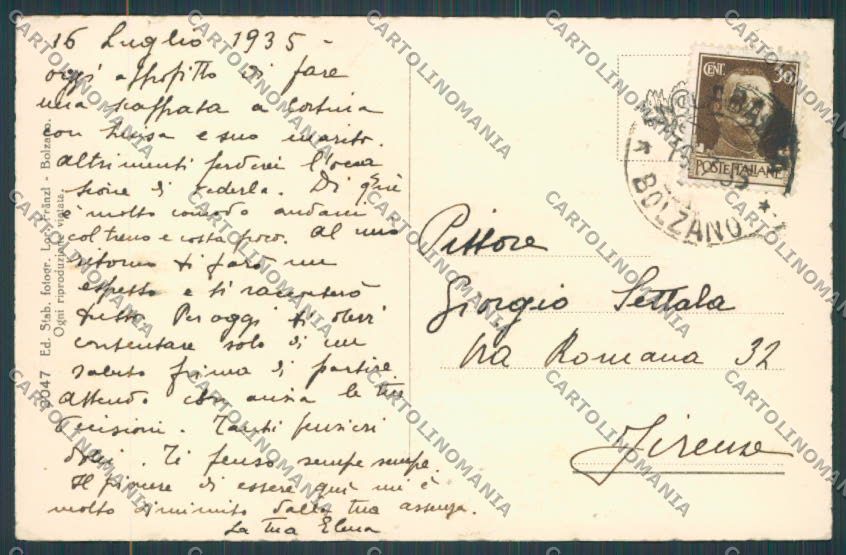 Bolzano Villabassa cartolina BB7628 – retro