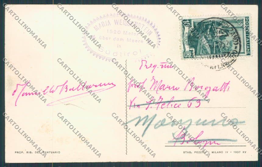 Bolzano Pietralba cartolina BB7630 – retro