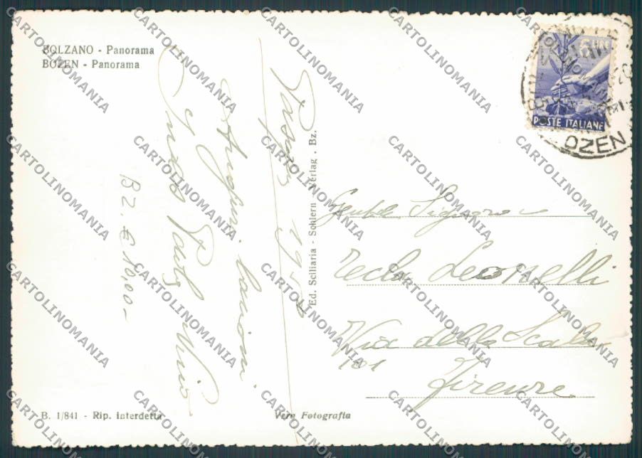 Bolzano Città foto FG cartolina BB7719 – retro