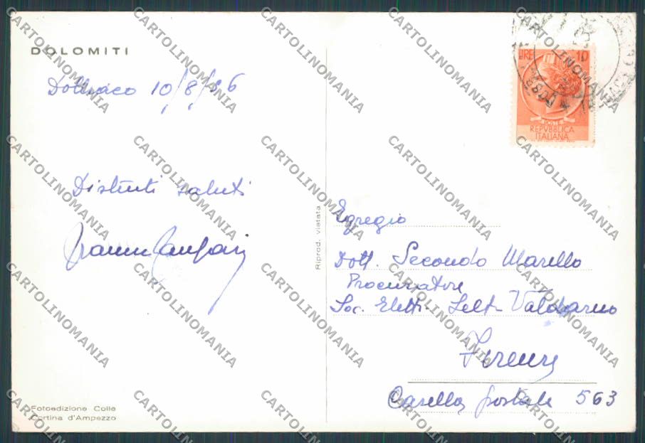 Bolzano Dobbiaco Toblach Val Pusteria foto FG cartolina BB7746 – retro