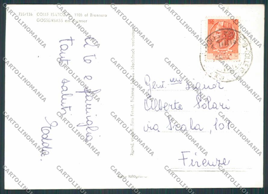 Bolzano Colle Isarco Panorama foto FG cartolina BB7756 – retro