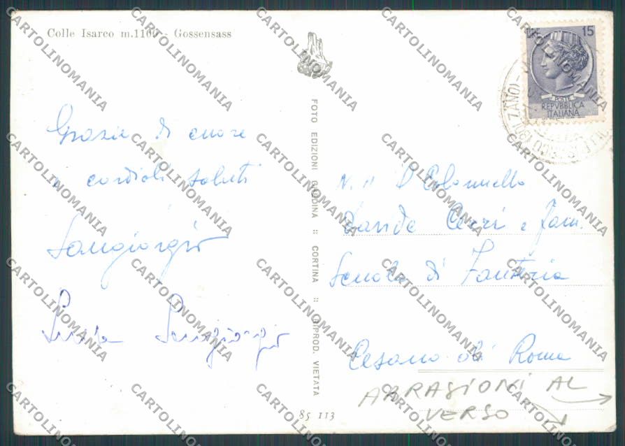 Bolzano Colle Isarco Panorama ABRASA foto FG cartolina BB7757 – retro