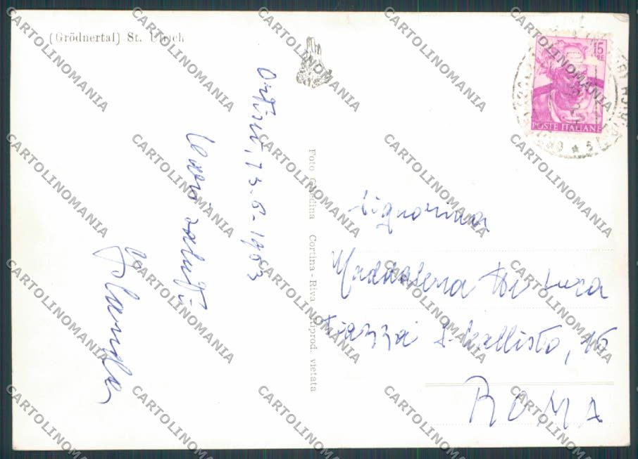 Bolzano Ortisei Val Gardena Panporama foto FG cartolina BB7761 – retro