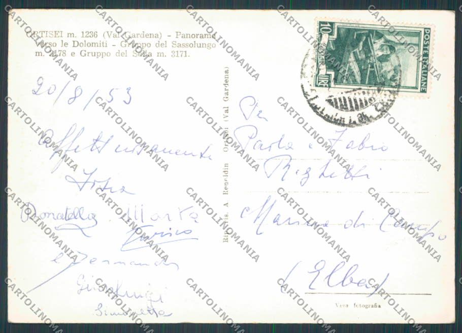 Bolzano Ortisei Val Gardena Panorama foto FG cartolina BB7762 – retro