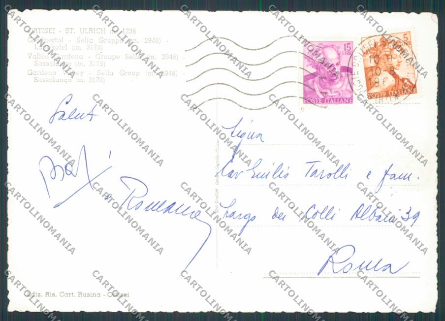 Bolzano Ortisei Val Gardena foto FG cartolina BB7764 – retro