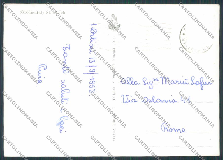 Bolzano Ortisei Val Gardena foto FG cartolina BB7765 – retro