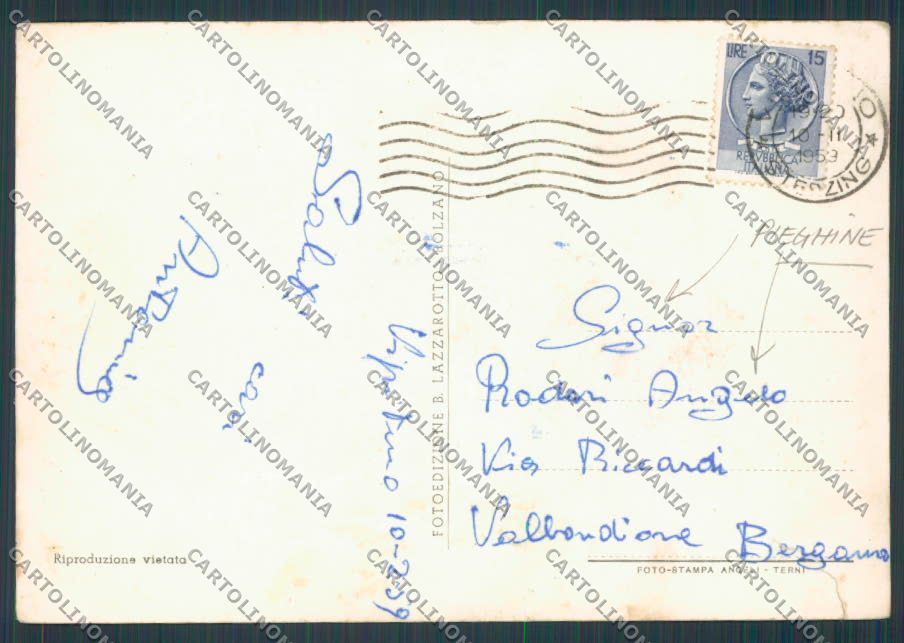 Bolzano Vipiteno Saluti da PIEGHINE STRAPPO foto FG cartolina BB7767 – retro