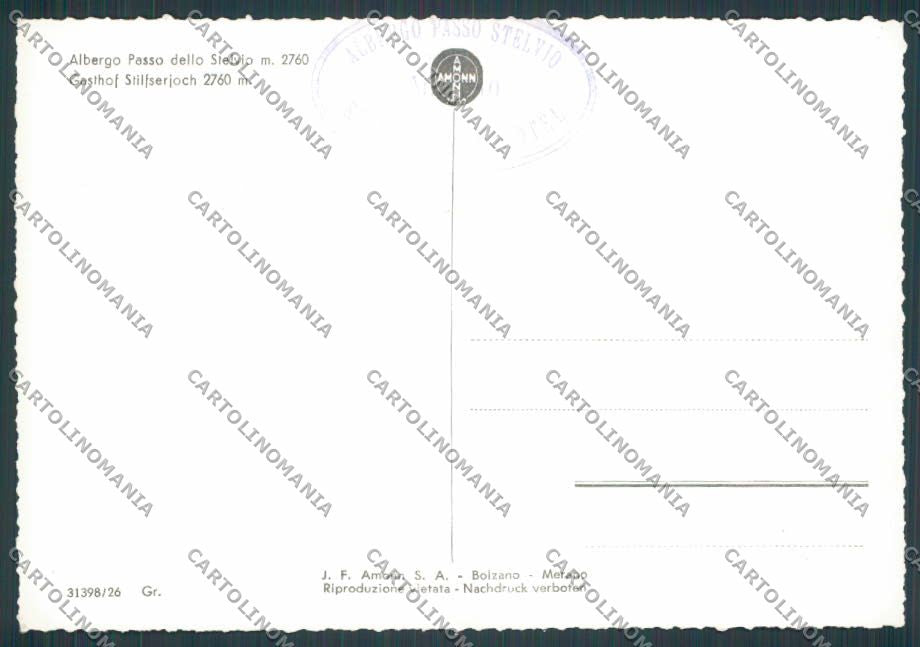 Bolzano Stelvio Passo Auto foto FG cartolina BB7772 – retro