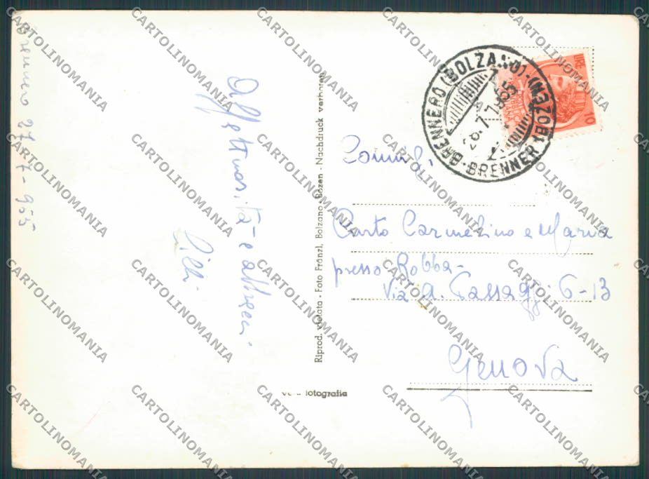 Bolzano Passo Brennero Confine foto FG cartolina BB7780 – retro