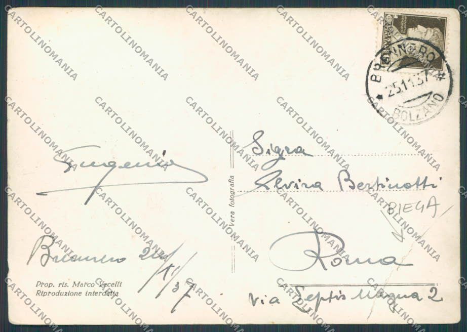 Bolzano Brennero Panorama Inverno PIEGA foto FG cartolina BB7783 – retro