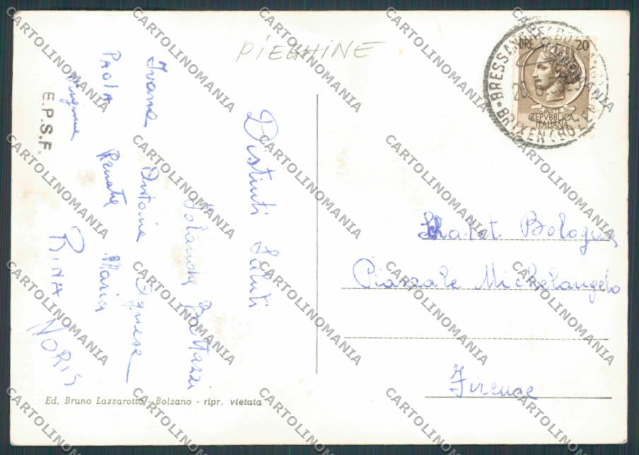 Bolzano Bressanone Brixen PIEGHINE foto FG cartolina BB7787 – retro