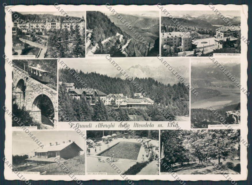 Bolzano Mendola Grandi Alberghi Vedutine PIEGHINA foto FG cartolina BB7814 – fronte