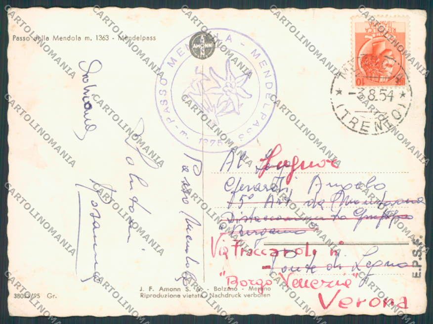 Bolzano Mendola Grandi Alberghi Vedutine PIEGHINA foto FG cartolina BB7814 – retro