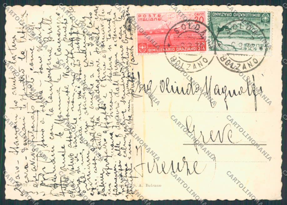 Bolzano Solda Gruppo Ortler PIEGHINA FG cartolina BB7816 – retro