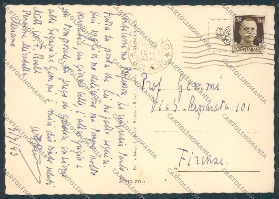 Bolzano Merano Maia Alta FG cartolina BB7819 – retro