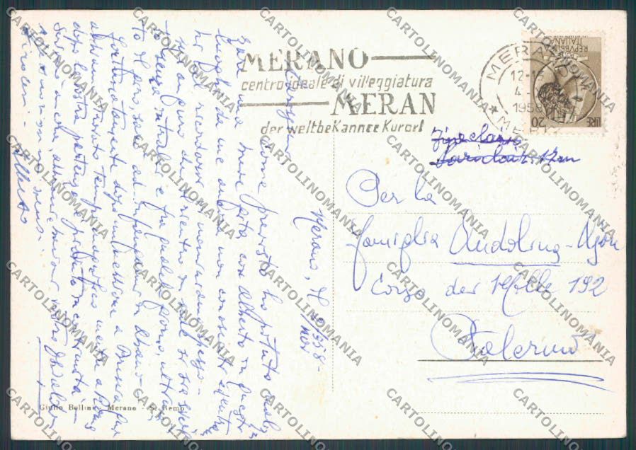 Bolzano Merano Castl Tirolo FG cartolina BB7820 – retro