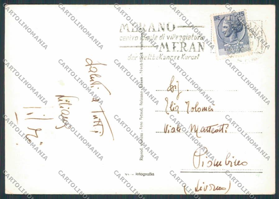 Bolzano Merano Vedutine foto FG cartolina BB7838 – retro