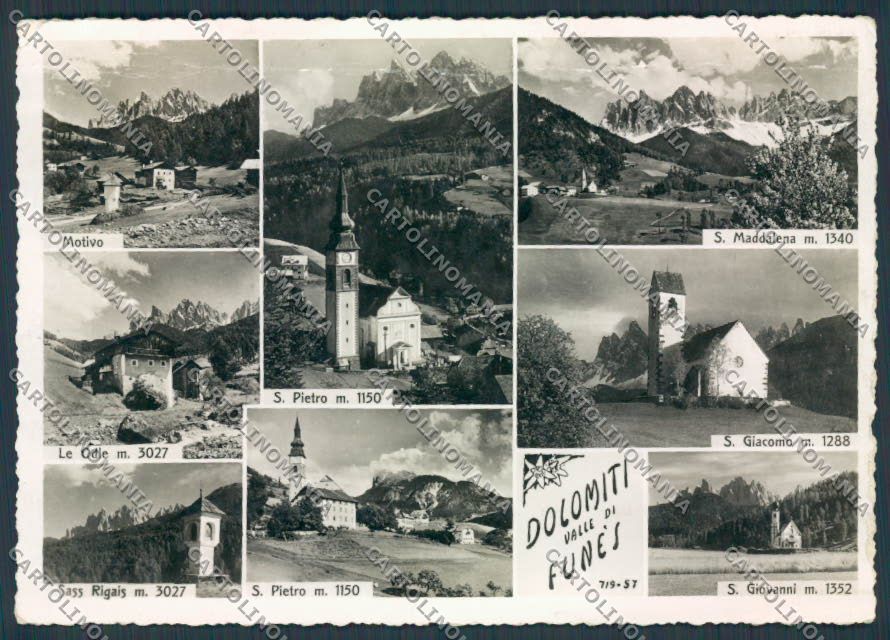 Bolzano Funes San Pietro PIEGATA foto FG cartolina BB7866 – fronte