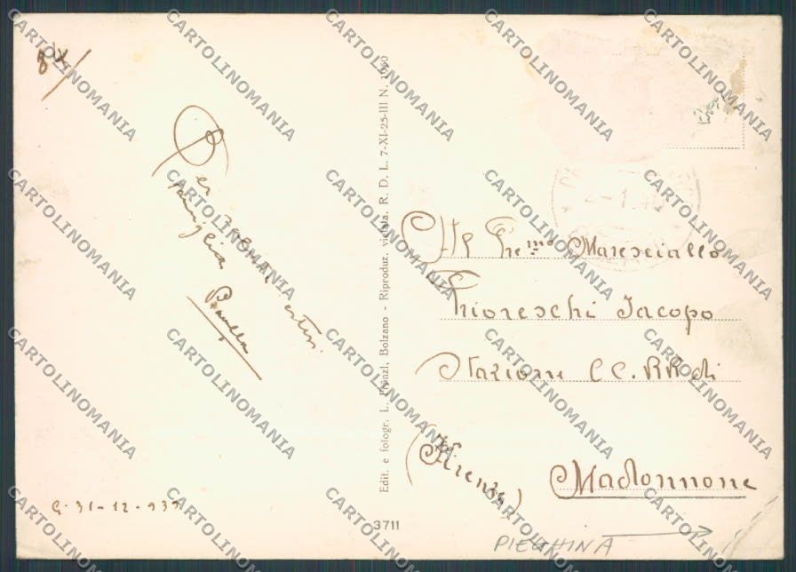 Bolzano Prato Isarco PIEGHINA FG cartolina BB7880 – retro