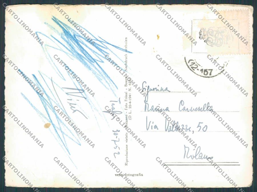 Bolzano Trafoi PIEGHINA foto FG cartolina BB7882 – retro