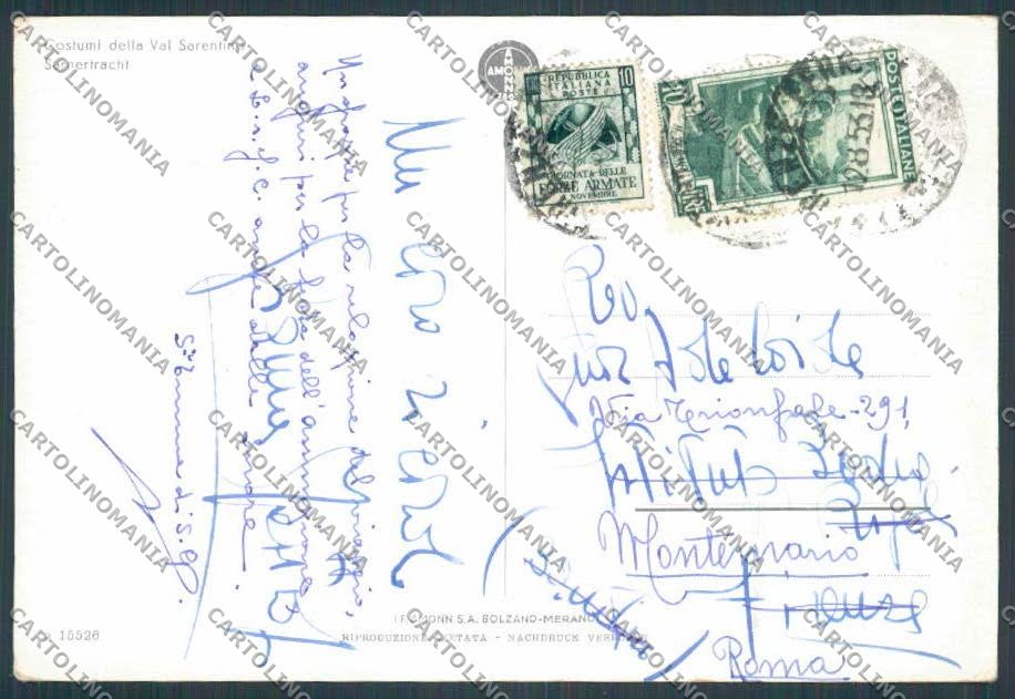 Bolzano Val Sarentino Costumi FG cartolina BB7891 – retro