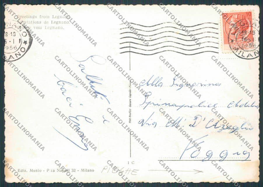 Milano Legnano Saluti da PIEGHINE FG cartolina BB7911 – retro