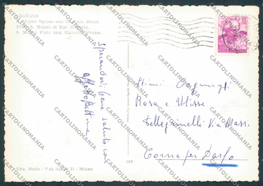 Milano Legnano Piazza Magno Via Magenta FG cartolina BB7912 – retro