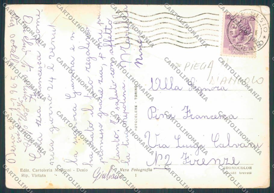 Milano Desio Saluti da PIEGA foto FG cartolina BB7968 – retro